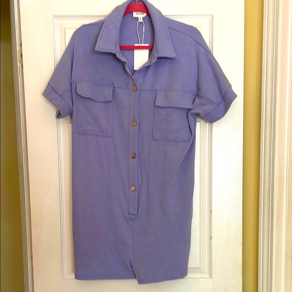 Indigo V-Neck Short Romper, Ribbed, Large, NWT